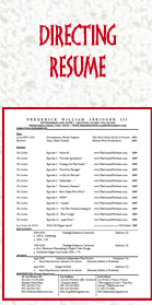  Directing Resume